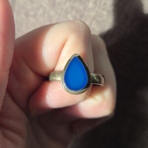 Sterling Silver Blue Chalcedony Ring Drop Shape